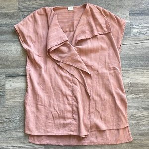 Poetry Women’s V Neck Button Down Short Sleeve Mauve/Salmon color, size 6